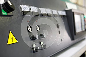 Control panel of modern manufacturing equipment