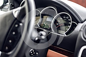 Control panel of the modern new car closeup