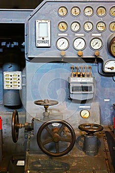 Control panel of old industrial machinery