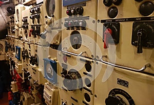 Control panel on an old military submarine