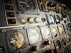 Control panel in a plane cockpit