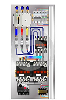 Control Panel. Production control panel and control with magnetic contactors