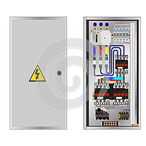 Control Panel. Production control panel and control with magnetic contactors