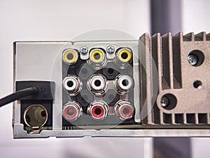 Control panel RCA connectors stereo audio inputs.