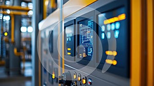 Control panel showing data in industrial production facility