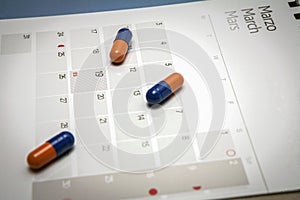 Control pills on a calendar