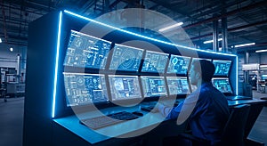 Control Room Data Visualization Computer Screens Operator Monitor