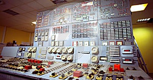 Control room inside old power generation plant