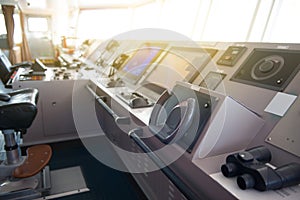 Control room onboard of the ship bridge.