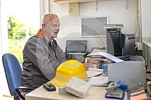 Control room operator at the ready mix concrete plant