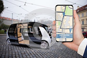 Control of self driving bus by mobile app.