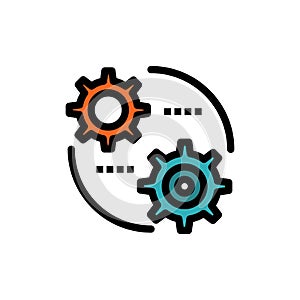 Control, Setting, Gear, Setting  Flat Color Icon. Vector icon banner Template