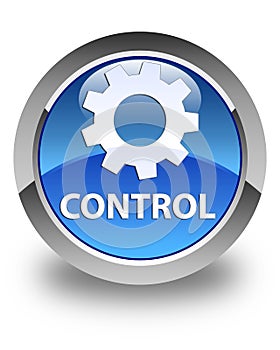 Control (settings icon) glossy blue round button