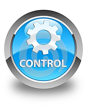 Control (settings icon) glossy cyan blue round button