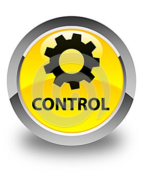 Control (settings icon) glossy yellow round button