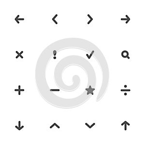 Control Signs and navigation flat gray icons set of 16 photo