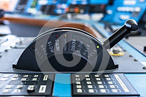 Control stick of a merchant ship in full ahead mode.