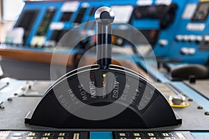 Control stick of a merchant ship in stop position.