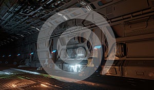 Control system metal wall panel at night scene