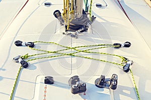 Control system staysail on sports yacht.