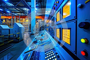 An control system technician monitoring operator room an industrial pipeline power plant