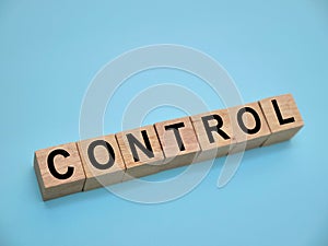 Control text on wooden, business term