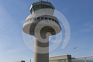 Control tower in Barcelona Airport, Catalonia, Spain.