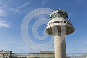 Control tower in Barcelona Airport, Catalonia, Spain.