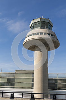 Control tower in Barcelona Airport, Catalonia, Spain.