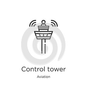 control tower icon vector from aviation collection. Thin line control tower outline icon vector illustration. Outline, thin line