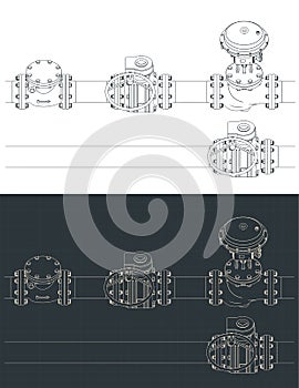 Control valve with bypass isometric blueprints