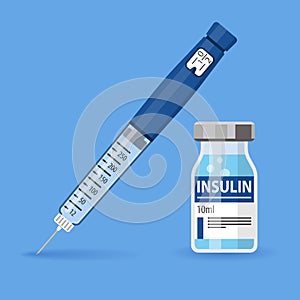 Diabetes Insulin Pen Syringe and Vial photo