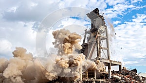Controlled Demolition of an Old Factory Structure