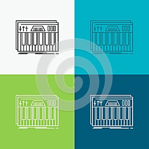 Controller, keyboard, keys, midi, sound Icon Over Various Background. Line style design, designed for web and app. Eps 10 vector