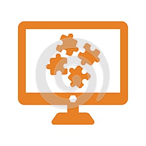 Controller, solution, puzzle icon. Orange color vector EPS