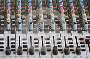 Controls of audio mixing console