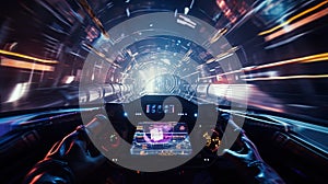 controls blurred interior spaceship