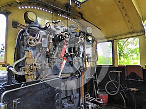 The controls of a steam locomotive