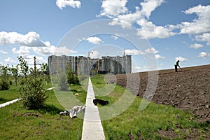 Contruction site in Astana, Kazakstan.