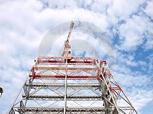 Contruction structure with crane on top