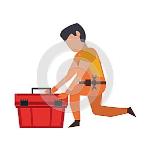 Contruction worker with tools avatar faceless