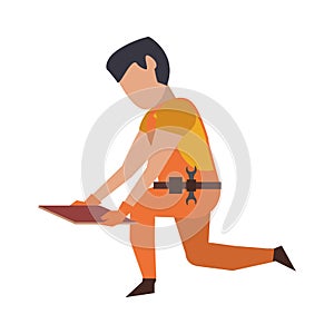 Contruction worker with tools avatar faceless