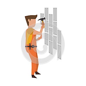 Contruction worker with tools avatar faceless