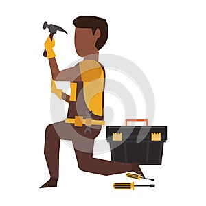 Contruction worker with tools avatar faceless