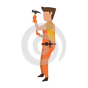 Contruction worker with tools avatar faceless