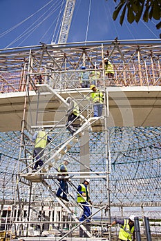 Contruction workers after the work