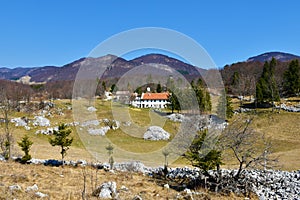 Contryside at the Trnovo forest plateau above Ajdovscina in Slovenia