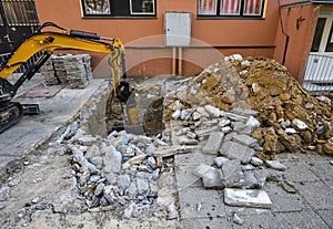 Contsruction site with mini digger