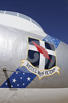 Convair B-36J Peacemaker nose art, Justice With Victory, Pima Air & Space Museum, Tucson, Arizona, USA