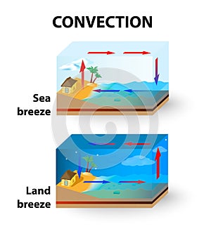 Convection. Land Breeze and Sea Breeze photo